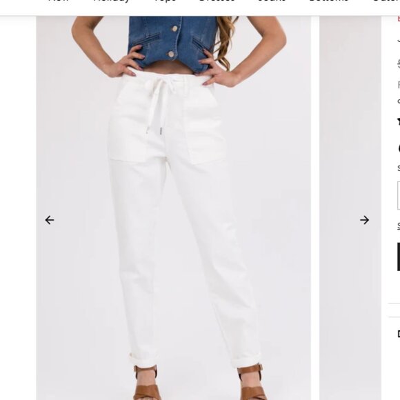 Judy Blue Womens High Waist Double Rolled Ivory Drawstring Joggers/Jeans Sz 20W - Picture 2 of 15